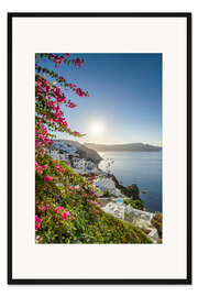 Gerahmter Kunstdruck Sonnenaufgang in Oia, Santorini