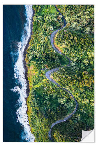 Selvklebende plakat Zigzag Road in Hawaii