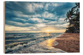 Holzbild Sonnenuntergang am Strand