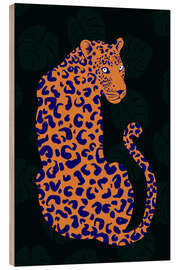 Stampa su legno Orange Leopard