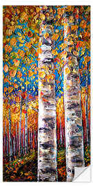 Selvklebende plakat Autumn Aspen Trees