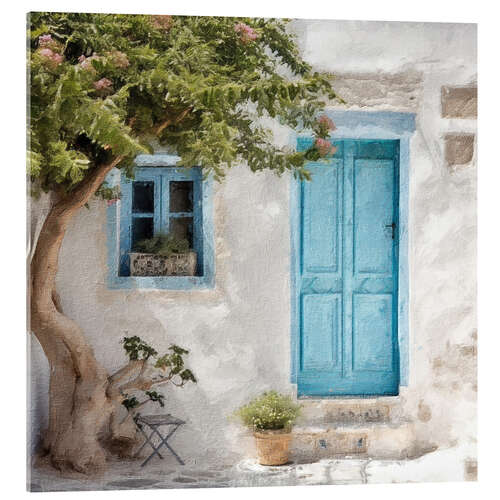 Acrylic print Blue Greek Door I