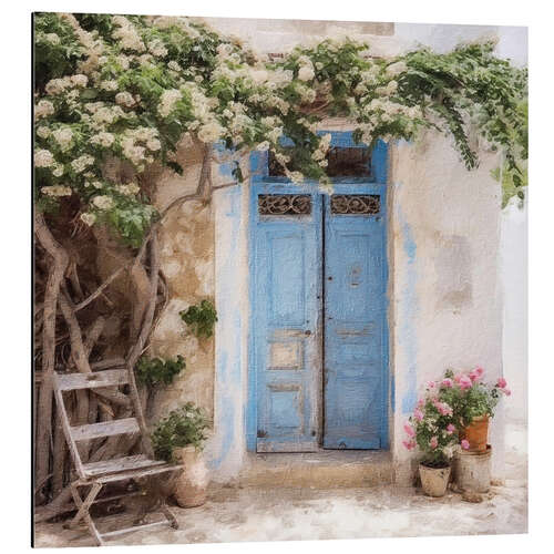 Aluminium print Blue Greek Door II