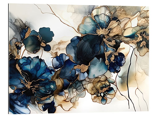 Gallery print Gold Blue Flowers I