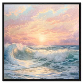 Gerahmter Kunstdruck Sonnenaufgang am Ozean I