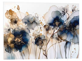 Foam board print Gold Blue Flowers III