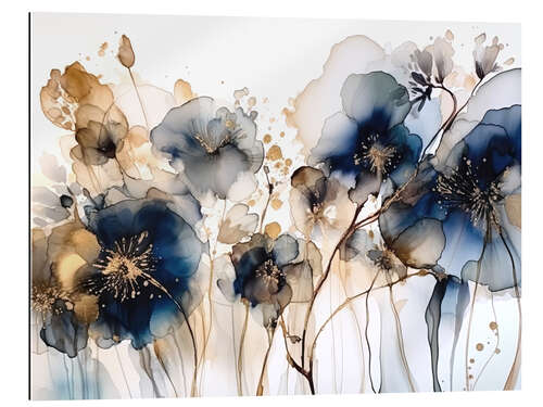 Gallery print Gold Blue Flowers III