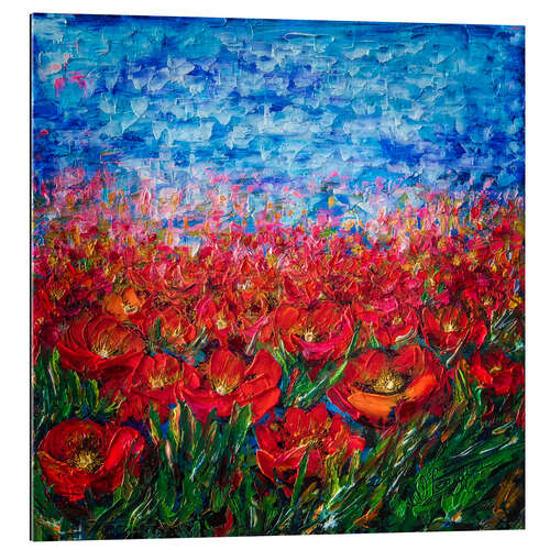 Tableau en plexi-alu Red Poppy Field