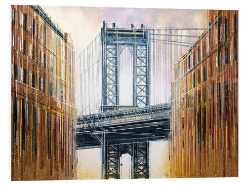 Stampa su PVC The Manhattan Bridge at Sunset