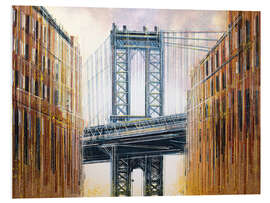 Foam board print The Manhattan Bridge at Sunset