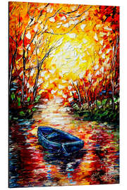 Magnettafel Boot auf dem See bei Sonnenuntergang