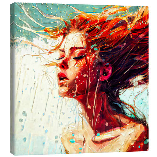 Canvas print Diving Into Water