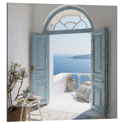 Aluminium print Blue Greek Door III