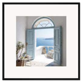 Gerahmter Kunstdruck Blaue Griechische Tür III