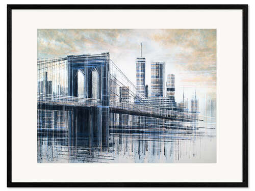 Ingelijste kunstdruk Manhattan Bridge