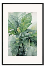Gerahmter Kunstdruck Monstera in Aquarell