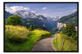 Gerahmter Kunstdruck Sommermorgen im Lauterbrunnental