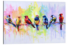 Quadro em alumínio Seven Colorful Birds