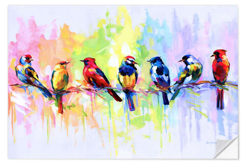 Vinilo para la pared Seven Colorful Birds