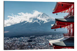 Print på aluminium View of Mount Fuji