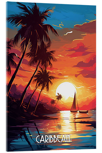 Tableau en verre acrylique Caribbean Travel Poster