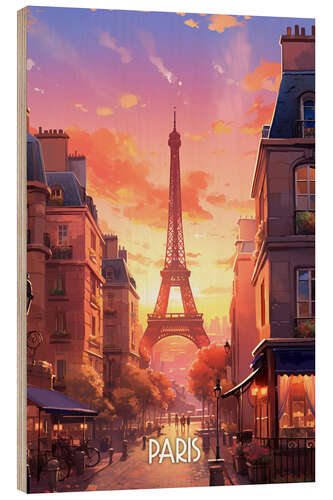 Tableau en bois Paris travel poster