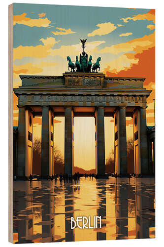 Tableau en bois Berlin Travel Poster