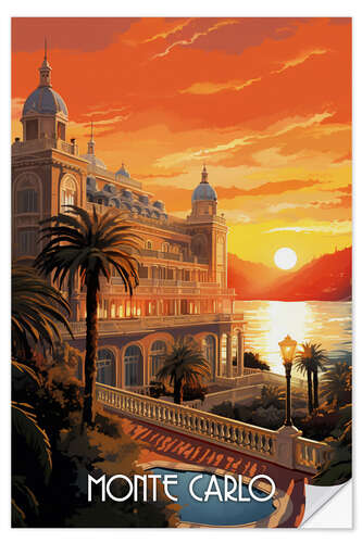 Selvklebende plakat Travel Poster Monte Carlo