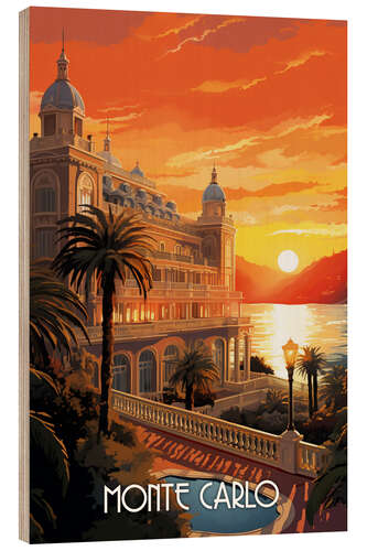 Obraz na drewnie Travel Poster Monte Carlo