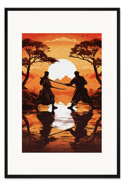 Gerahmter Kunstdruck Samurai Garten III