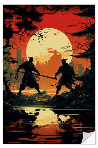 Selvklebende plakat Samurai Garden IV