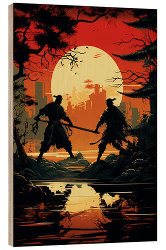 Wood print Samurai Garden IV