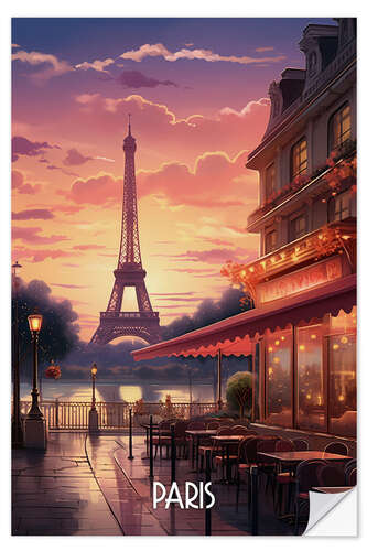 Selvklebende plakat Paris Travel Poster