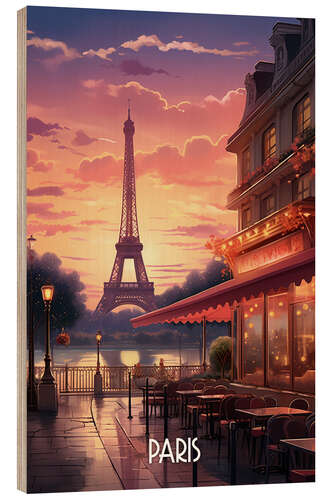 Wood print Paris Travel Poster