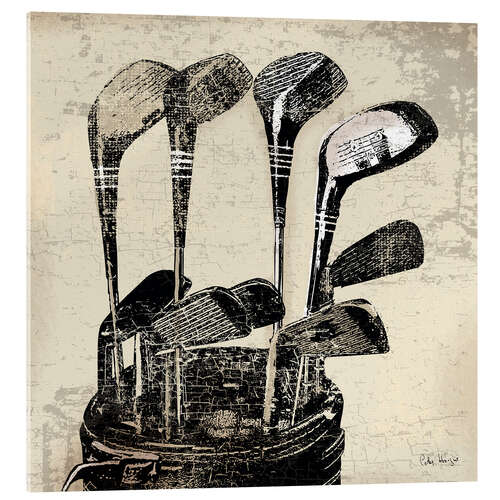 Tableau en verre acrylique Vintage Golf Clubs