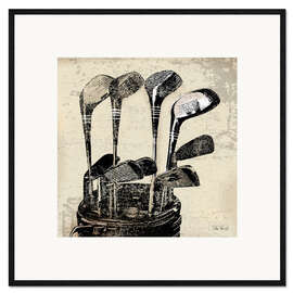 Gerahmter Kunstdruck Vintage Golfschläger