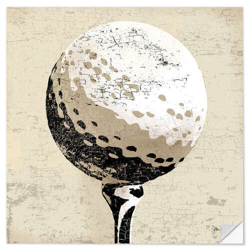 Selvklebende plakat Vintage Golf Ball