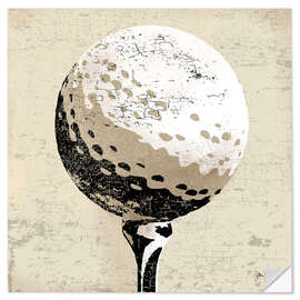 Selvklebende plakat Vintage Golf Ball