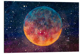 Magnettafel Vollmond mit Sternen