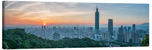 Leinwandbild Sonnenuntergang über Taipeh