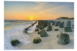 PVC-tavla Sunset at the Tetrapods in Hörnum