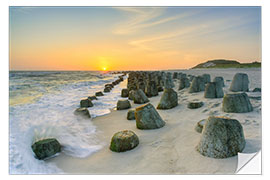 Selvklæbende plakat Sunset at the Tetrapods in Hörnum