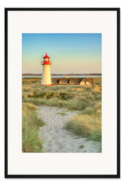 Gerahmter Kunstdruck Sylt Leuchtturm List-West im Abendlicht