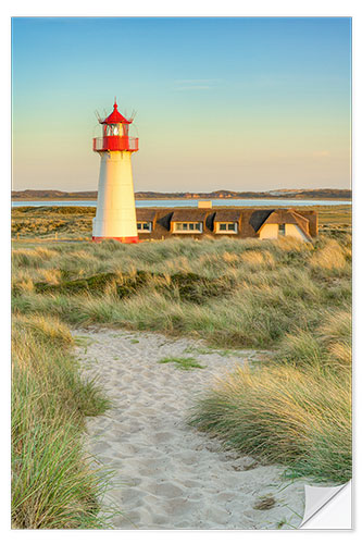 Selvklebende plakat List-West Lighthouse on Sylt at Sunset