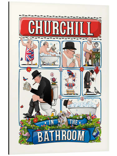 Aluminium print Churchill in the Bathroom