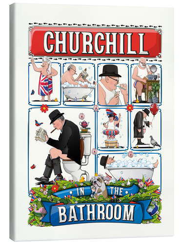 Lienzo Churchill en el baño