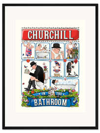 Gerahmter Kunstdruck Churchill im Badezimmer