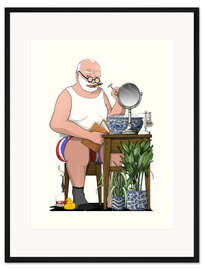 Gerahmter Kunstdruck Churchill Rasiert