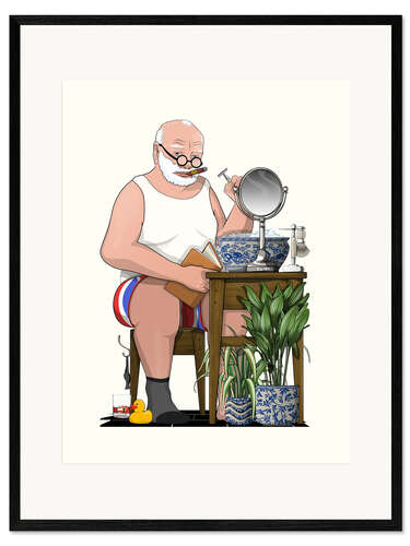 Impressão artística com moldura Churchill Shaving
