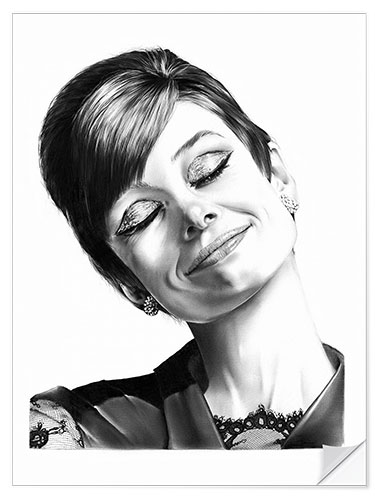 Självhäftande poster Audrey Hepburn Smiling